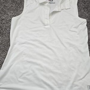 FILA : Women's White Sleeveless Polo Top (Size M)